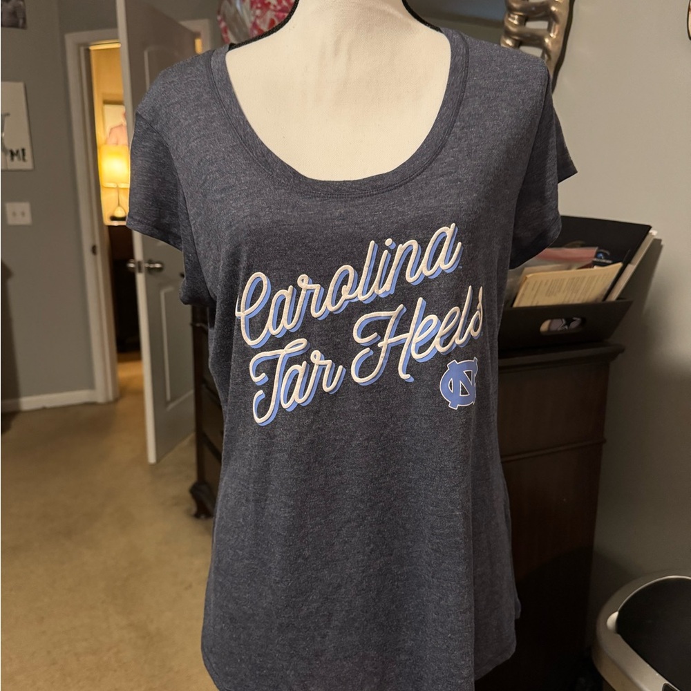 Carolina Tarheels Russell Athletic Gray Graphic Cap Sleeve T-Shirt